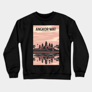 A Vintage Travel Art of Angkor Wat - Cambodia Crewneck Sweatshirt